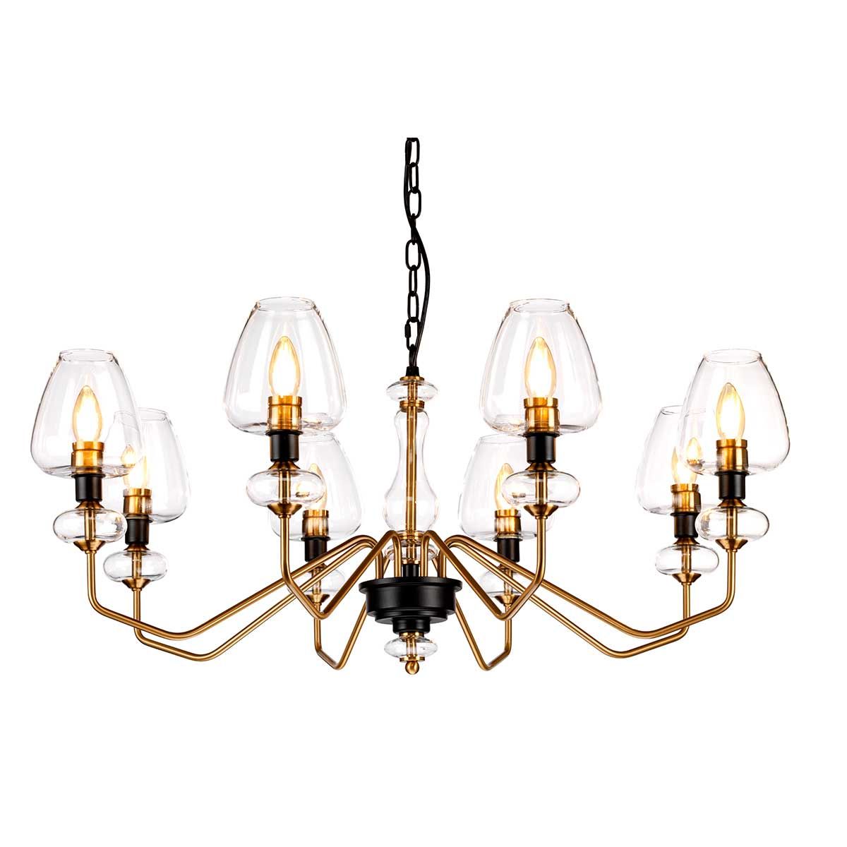 Kronleuchter Armand mit 8 Lichtern, Messing versilbert und anthrazitfarben lackiert - Elsteadlighting - leuchtengrosshandel24