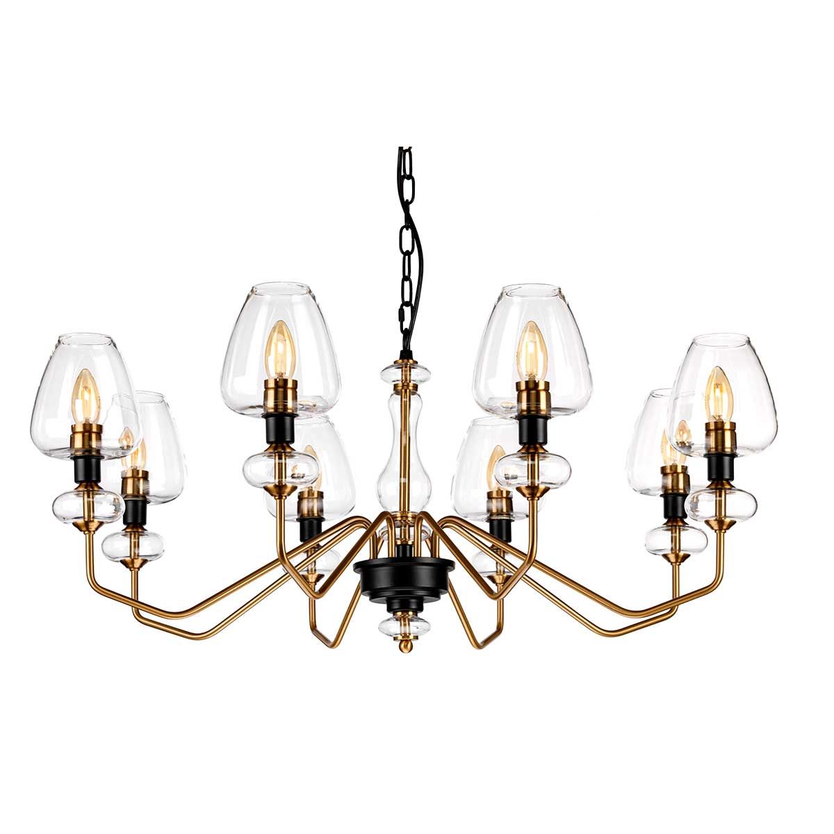 Kronleuchter Armand mit 8 Lichtern, Messing versilbert und anthrazitfarben lackiert - Elsteadlighting - leuchtengrosshandel24
