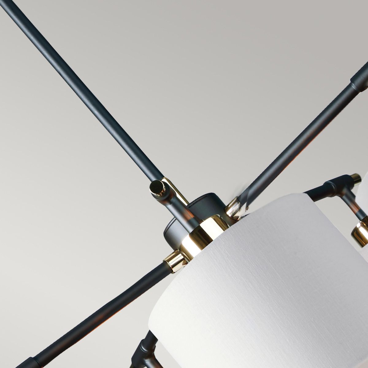 Kronleuchter Balance 5-flammig, Schwarz/poliertes Nickel, weißer Schirm - Elsteadlighting - leuchtengrosshandel24