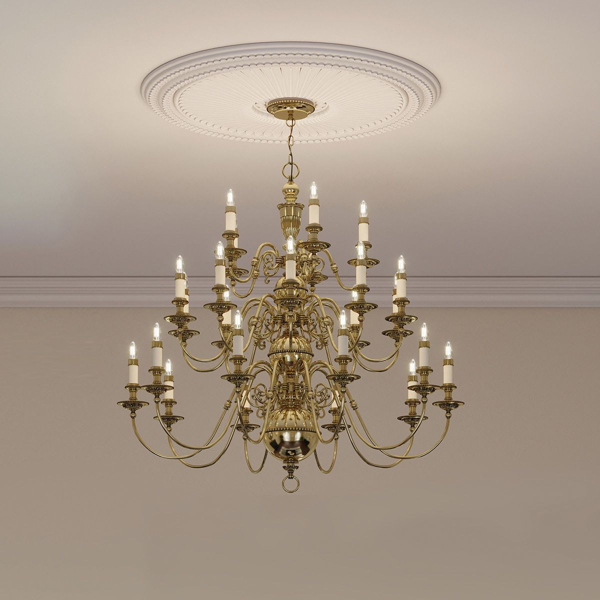 Kronleuchter „Cambridge“ mit 25 Lichtern, brüniertes Messing - Elsteadlighting - leuchtengrosshandel24