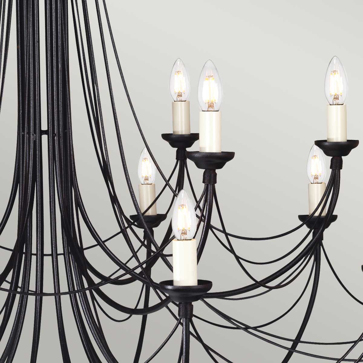 Kronleuchter Carisbrooke, 18 Lichter, Schwarz - Elsteadlighting - leuchtengrosshandel24