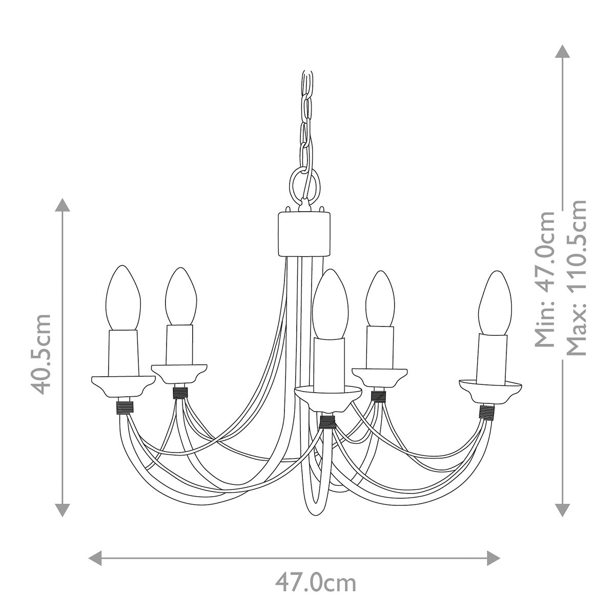 Kronleuchter Carisbrooke mit 5 Lichtern, Schwarz - Elsteadlighting - leuchtengrosshandel24