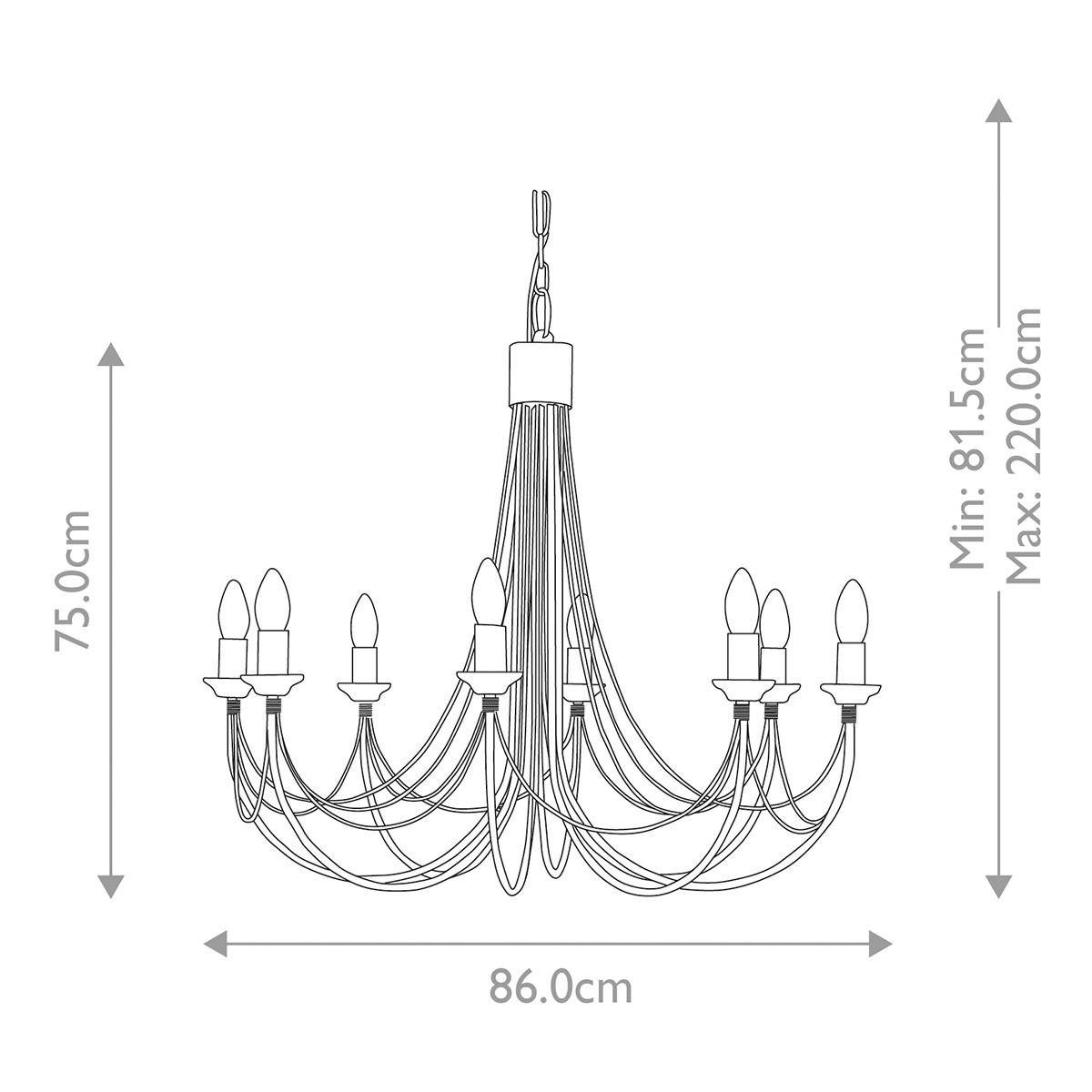 Kronleuchter Carisbrooke mit 8 Lichtern, Schwarz - Elsteadlighting - leuchtengrosshandel24
