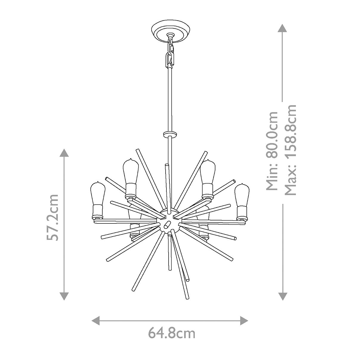 Kronleuchter Carnegie mit 6 Lichtern, Imperialsilber - Elsteadlighting - leuchtengrosshandel24