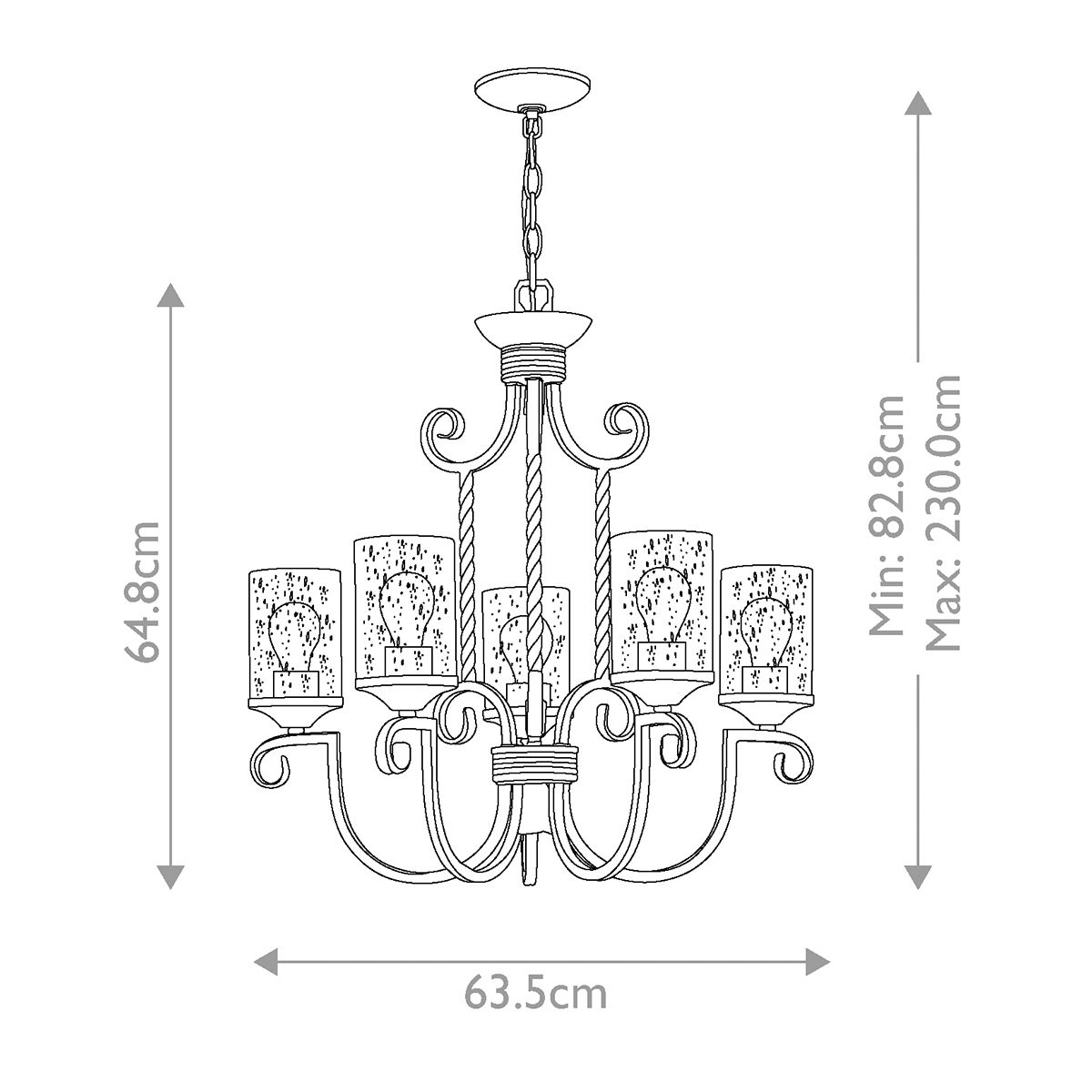 Kronleuchter Casa mit 5 Lichtern, Olde Black - Elsteadlighting - leuchtengrosshandel24