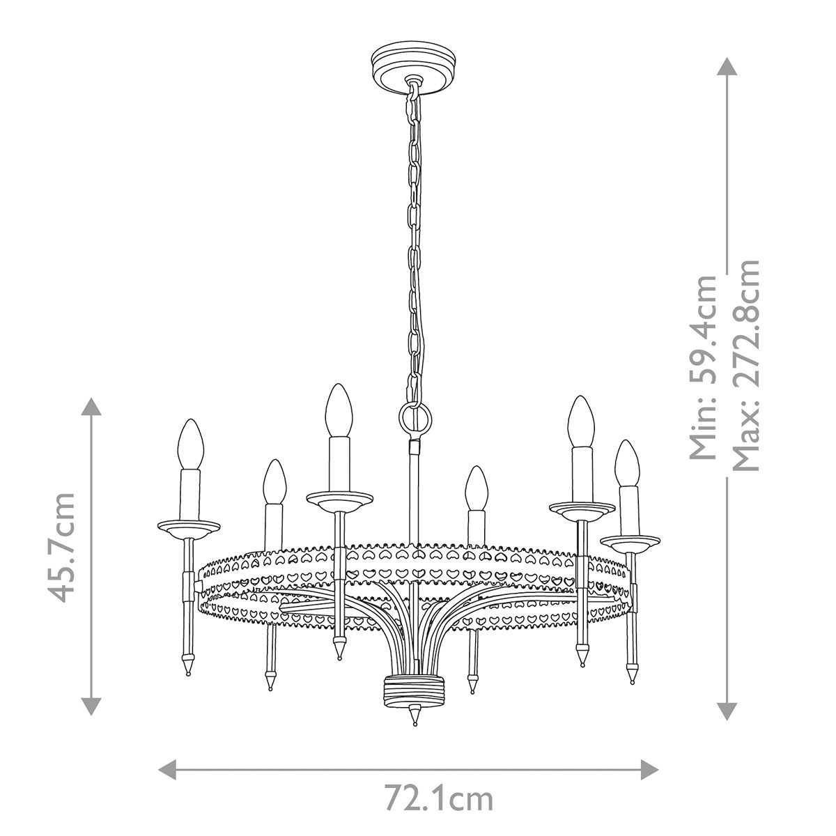 Kronleuchter Crown 6-flammig - Iron Gate - Elsteadlighting - leuchtengrosshandel24