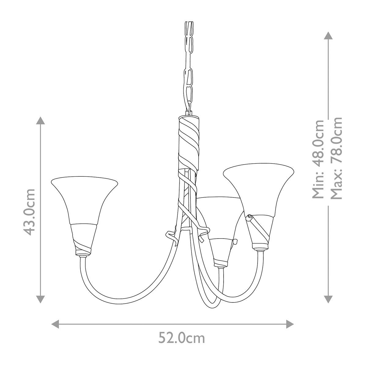 Kronleuchter Emily mit 3 Lichtern, Kupferpatina - Elsteadlighting - leuchtengrosshandel24