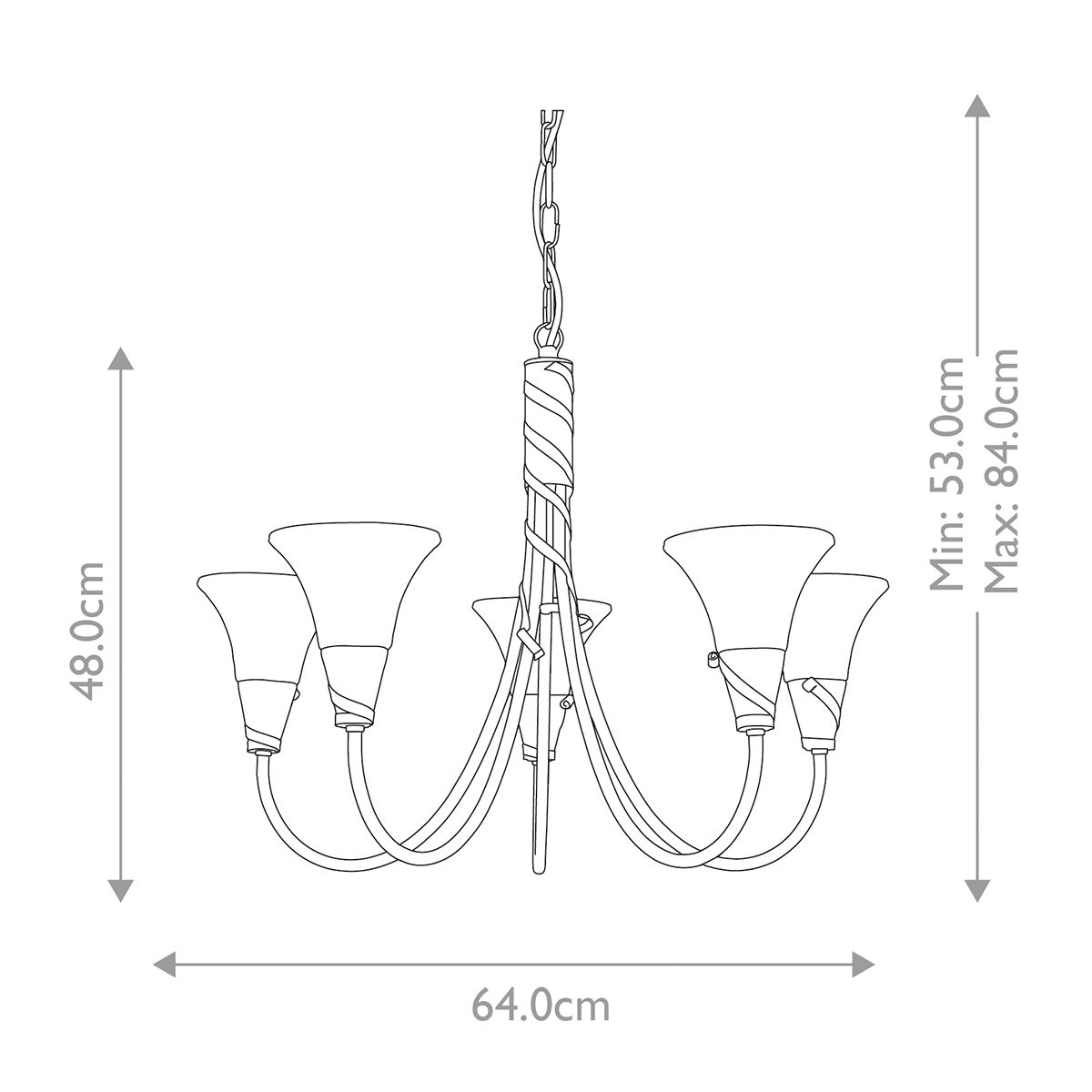 Kronleuchter Emily mit 5 Lichtern, Kupferpatina - Elsteadlighting - leuchtengrosshandel24