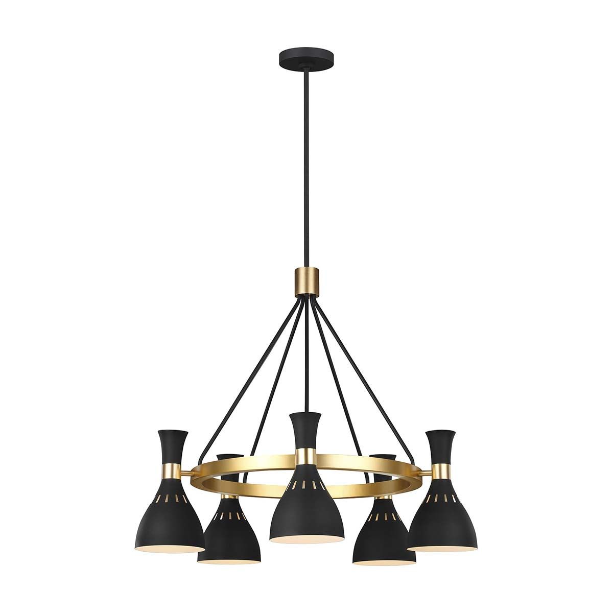 Kronleuchter Joan mit 5 Lichtern - Mitternachtsschwarz / Brüniertes Messing - Elsteadlighting - leuchtengrosshandel24
