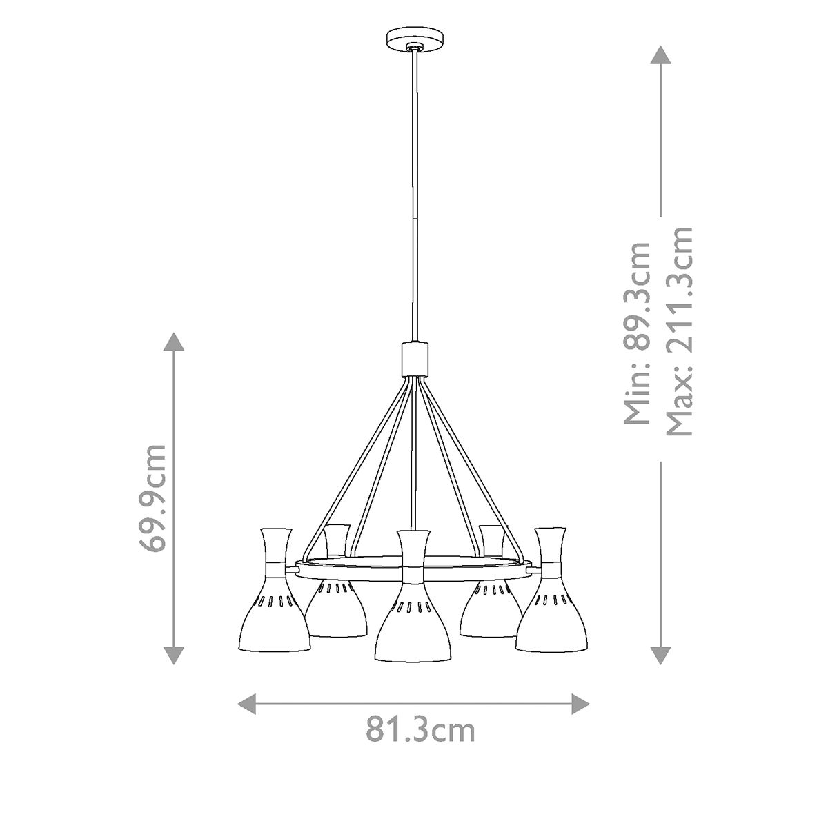 Kronleuchter Joan mit 5 Lichtern - Mitternachtsschwarz / Brüniertes Messing - Elsteadlighting - leuchtengrosshandel24