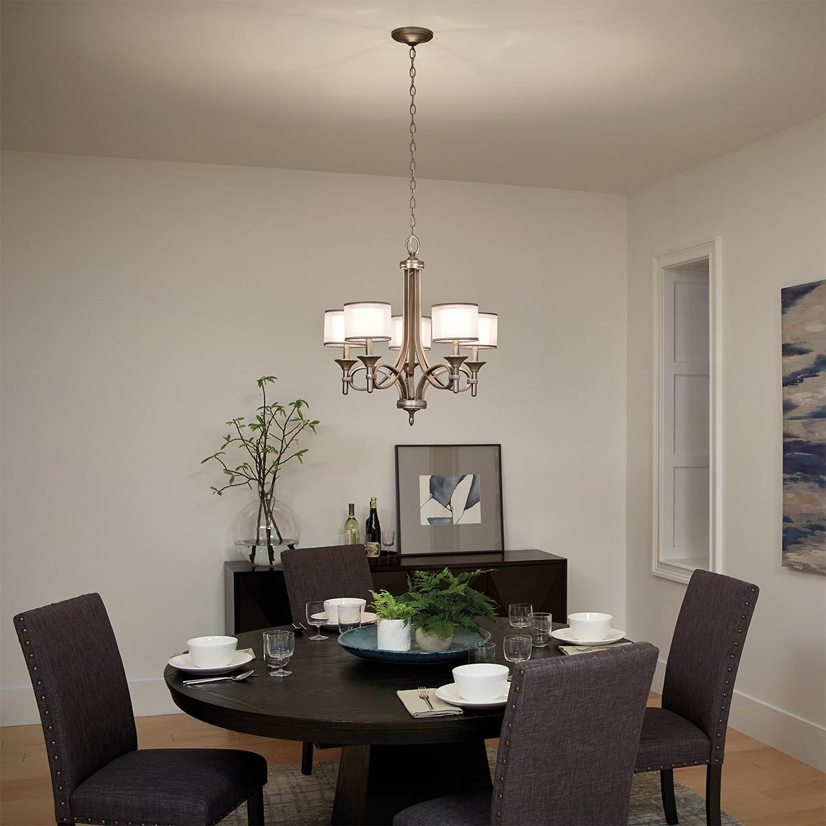 Kronleuchter Lacey mit 5 Lichtern, Antikzinn - Elsteadlighting - leuchtengrosshandel24