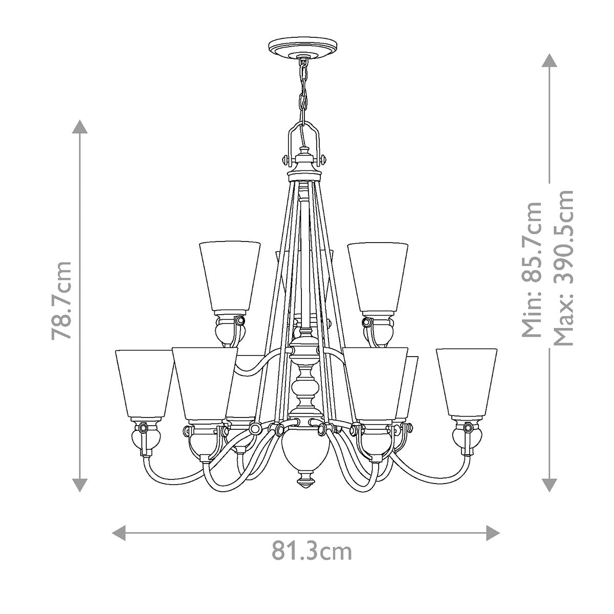 Kronleuchter Mayflower 9-flammig - Alte Bronze - Elsteadlighting - leuchtengrosshandel24