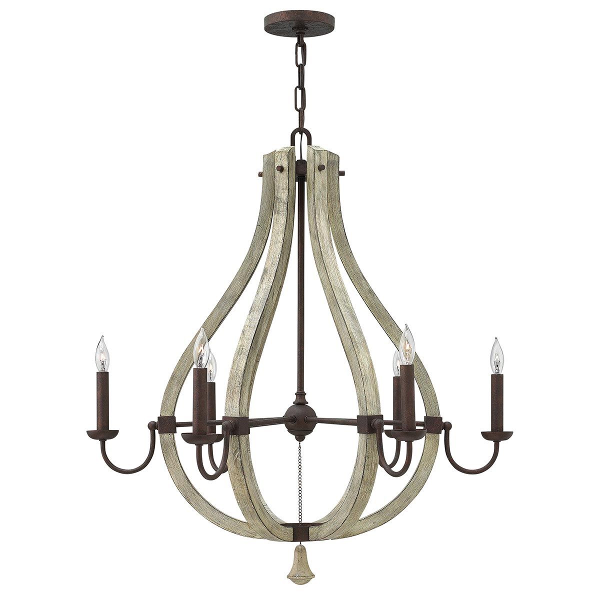 Kronleuchter Middlefield mit 6 Lichtern, Eisenrost - Elsteadlighting - leuchtengrosshandel24