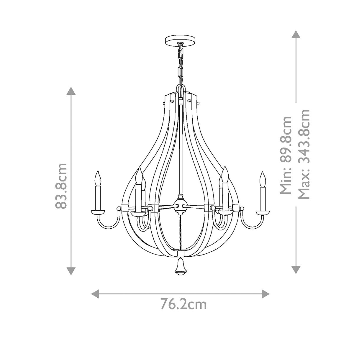 Kronleuchter Middlefield mit 6 Lichtern, Eisenrost - Elsteadlighting - leuchtengrosshandel24