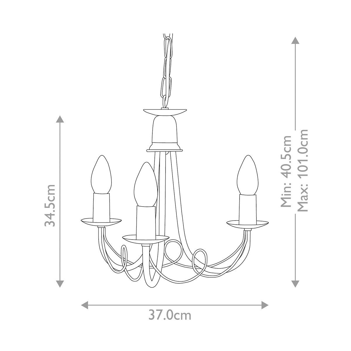 Kronleuchter Minster, 3 Lichter, Elfenbein/Goldpatina - Elsteadlighting - leuchtengrosshandel24