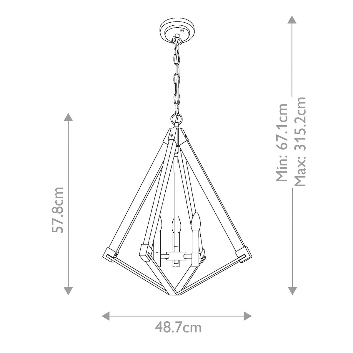 Kronleuchter mit 3 Lichtern von View Point – weiß getünchte Holzoptik und verwittertes Messing - Elsteadlighting - QZ - VIEW - POINT - S