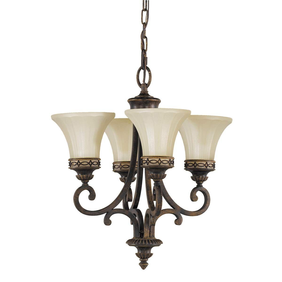 Kronleuchter mit 4 Lichtern für das Wohnzimmer – Walnuss - Elsteadlighting - leuchtengrosshandel24
