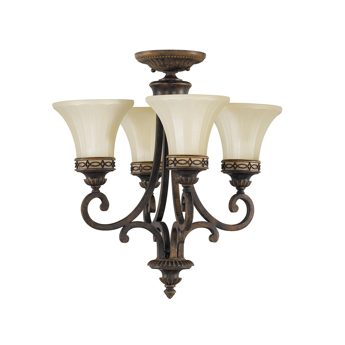Kronleuchter mit 4 Lichtern für das Wohnzimmer – Walnuss - Elsteadlighting - leuchtengrosshandel24
