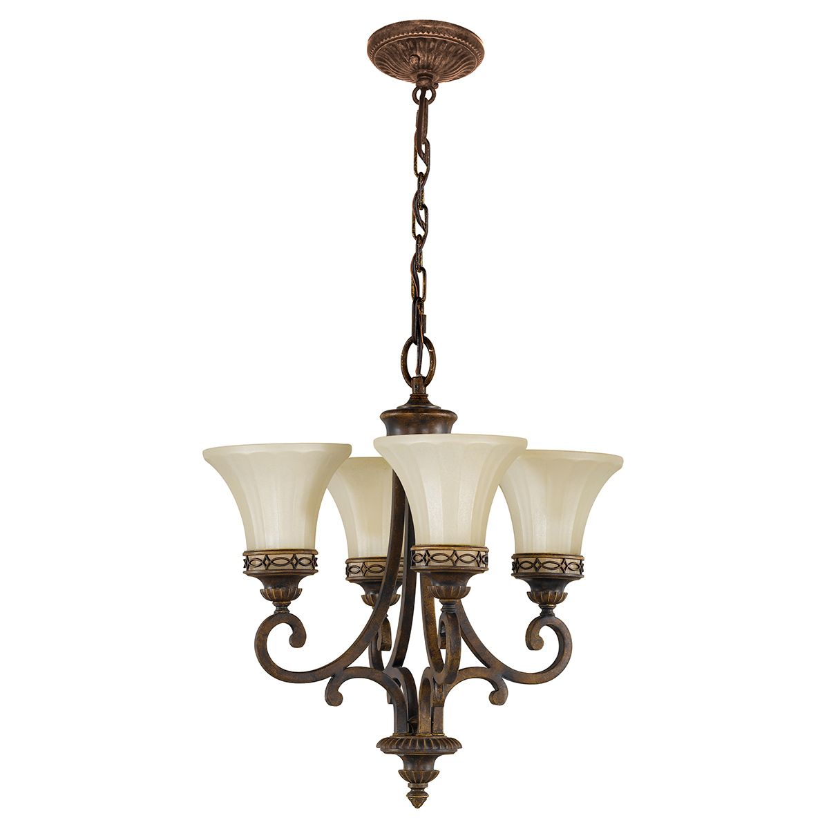 Kronleuchter mit 4 Lichtern für das Wohnzimmer – Walnuss - Elsteadlighting - leuchtengrosshandel24