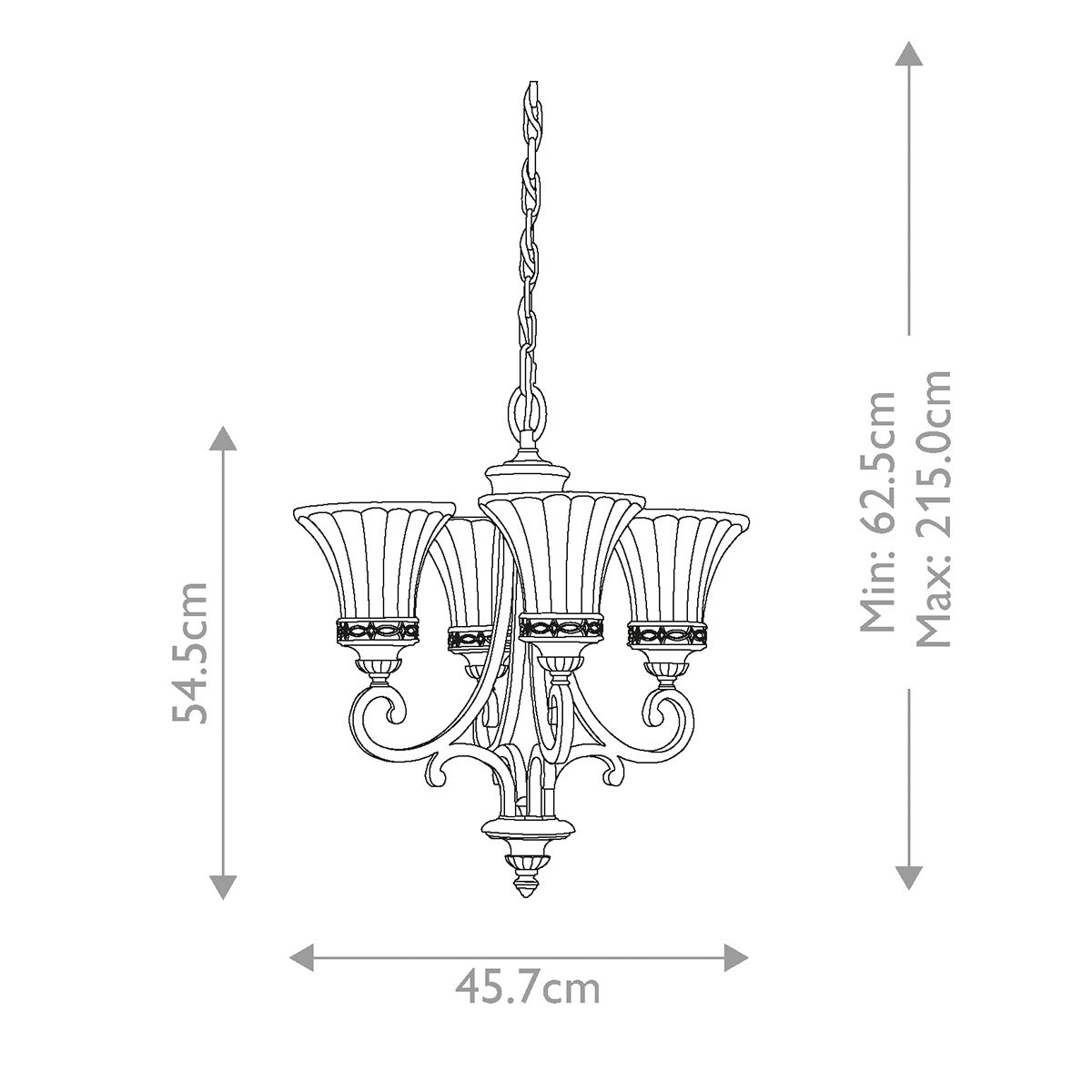 Kronleuchter mit 4 Lichtern für das Wohnzimmer – Walnuss - Elsteadlighting - leuchtengrosshandel24