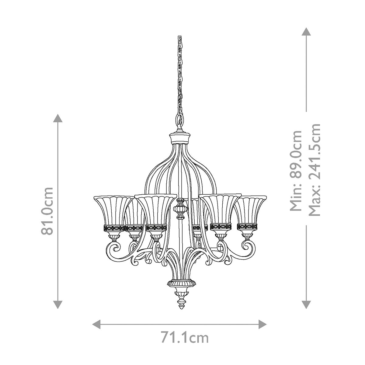 Kronleuchter mit 6 Lichtern für das Wohnzimmer – Walnuss - Elsteadlighting - leuchtengrosshandel24