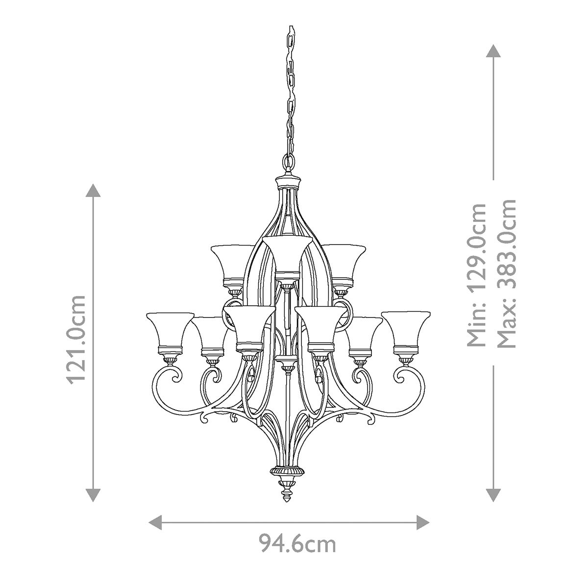 Kronleuchter mit 9 Lichtern für das Wohnzimmer – Walnuss - Elsteadlighting - leuchtengrosshandel24