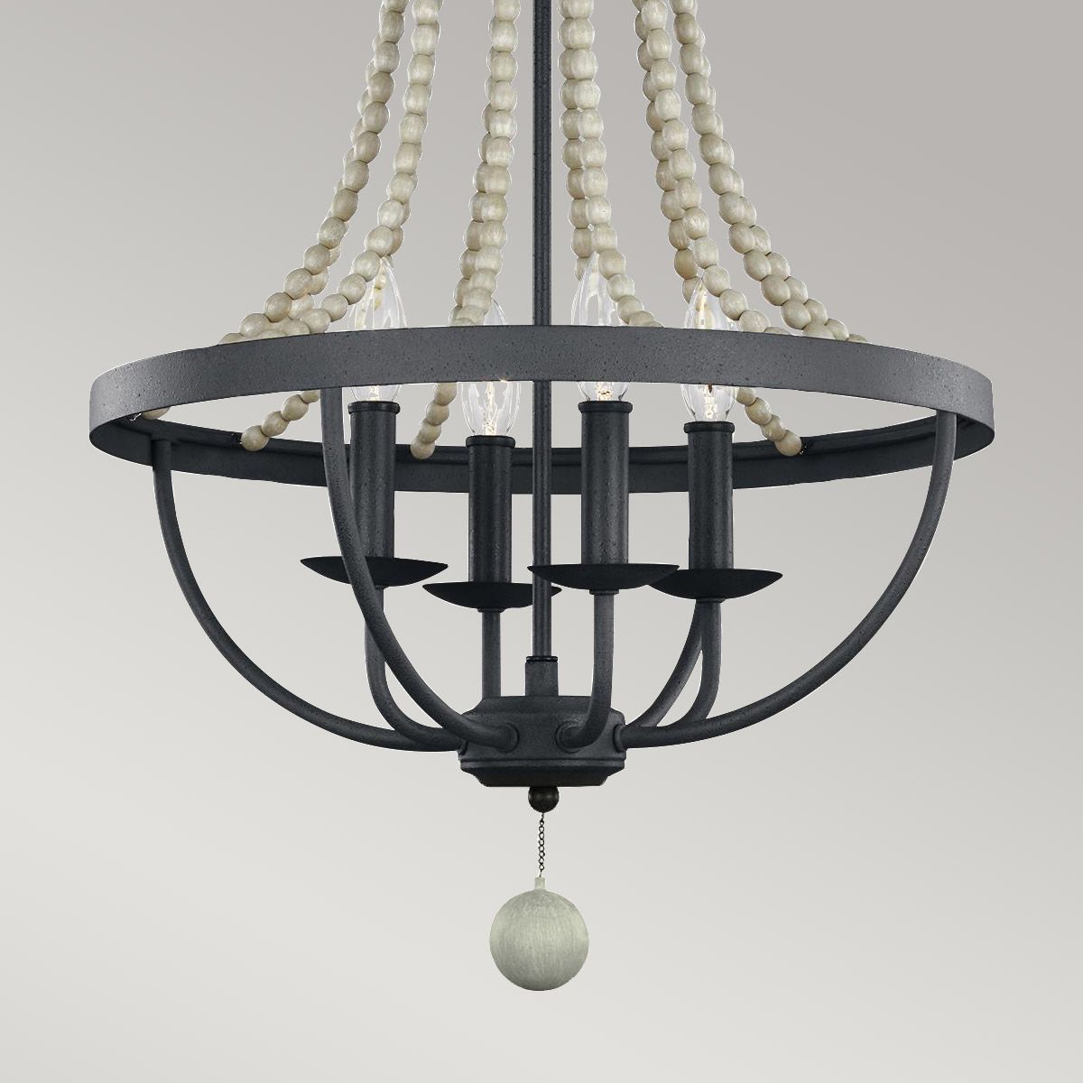 Kronleuchter Nori mit 4 Lichtern – dunkles verwittertes Zink mit Treibholzgrau - Elsteadlighting - leuchtengrosshandel24