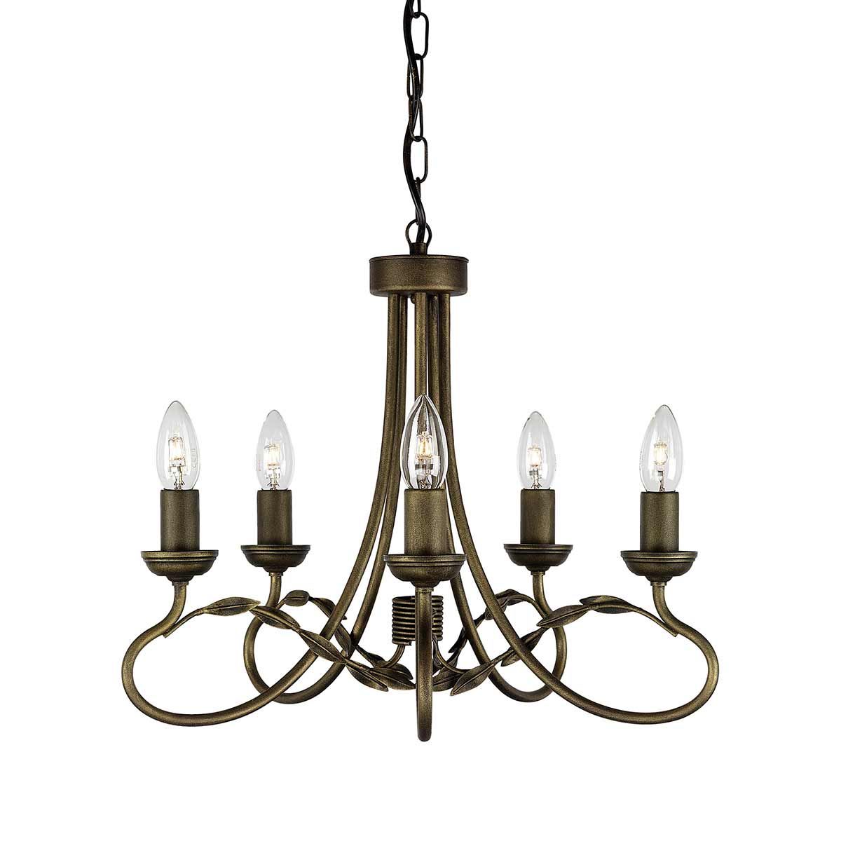 Kronleuchter Olivia mit 5 Lichtern, Schwarz/Goldpatina - Elsteadlighting - OV5 - BLK - GOLD