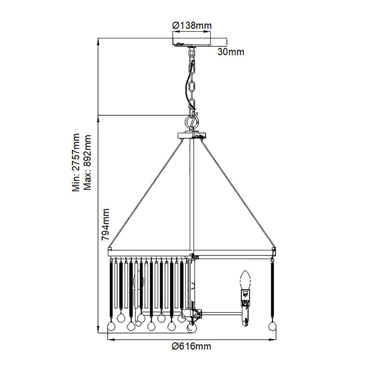 Kronleuchter/Pendelleuchte Piper, 6 Lichter, Chrom poliert - Elsteadlighting - KL - PIPER - 6P - PC