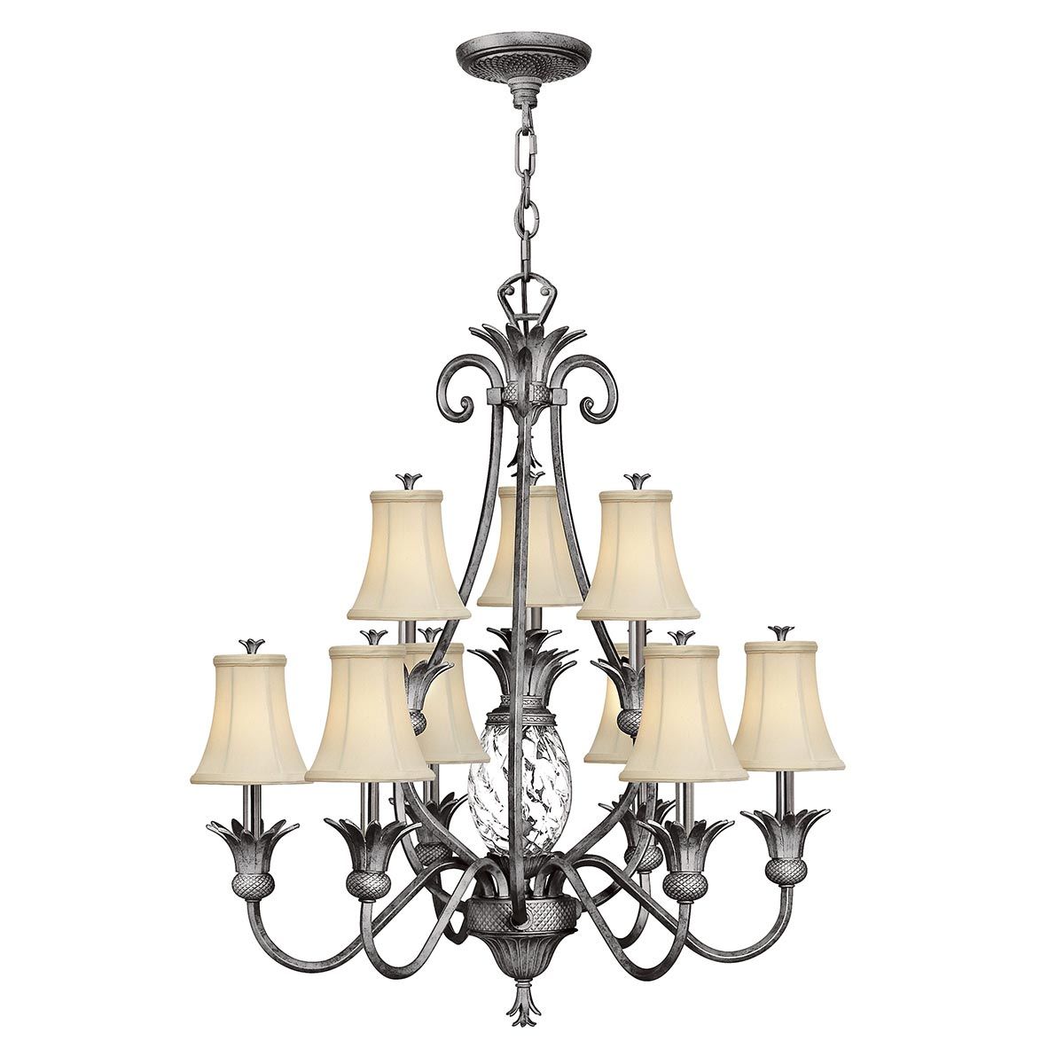 Kronleuchter Plantation, 10 Lichter, Antik - Nickel poliert - Elsteadlighting - HK - PLANT10 - PL