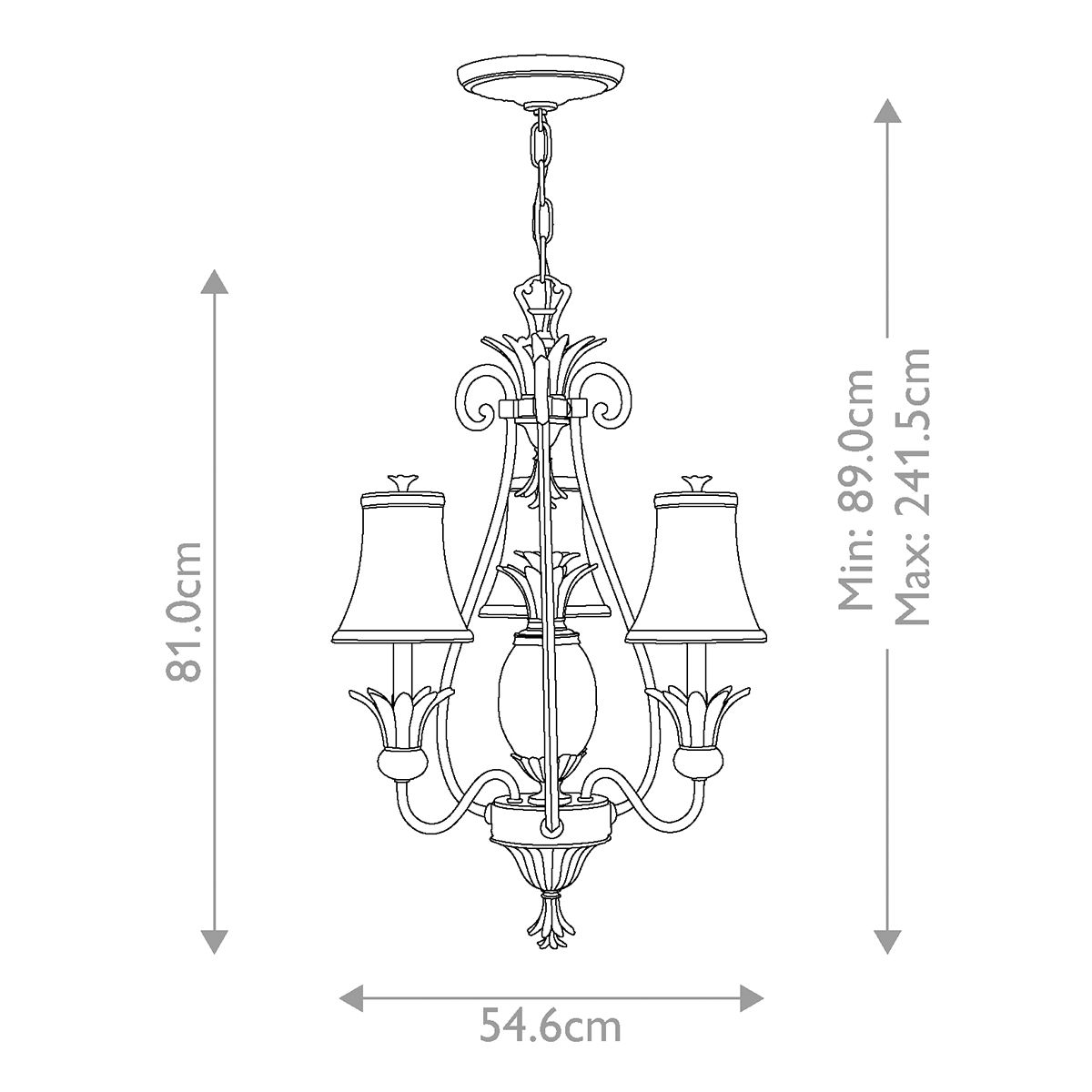 Kronleuchter Plantation mit 3 Lichtern, Perlbronze - Elsteadlighting - HK - PLANT3 - PZ