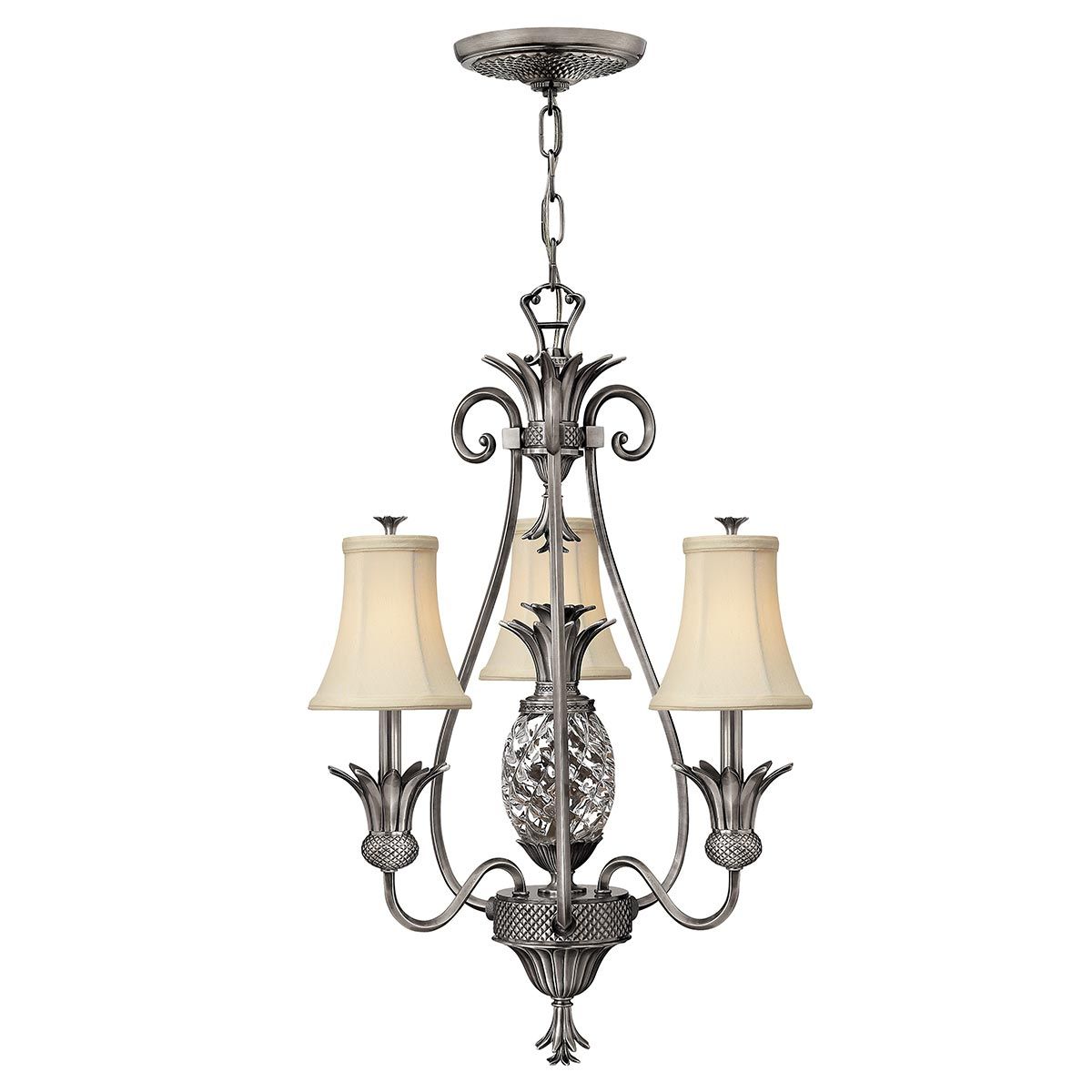 Kronleuchter Plantation mit 3 Lichtern, poliertes Antik - Nickel - Elsteadlighting - HK - PLANT3 - PL