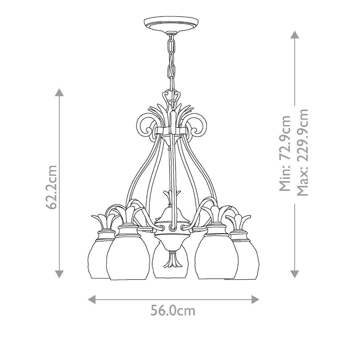 Kronleuchter „Plantation“ mit 5 Lichtern, brüniertes Messing - Elsteadlighting - HK - PLANTATION5 - BB