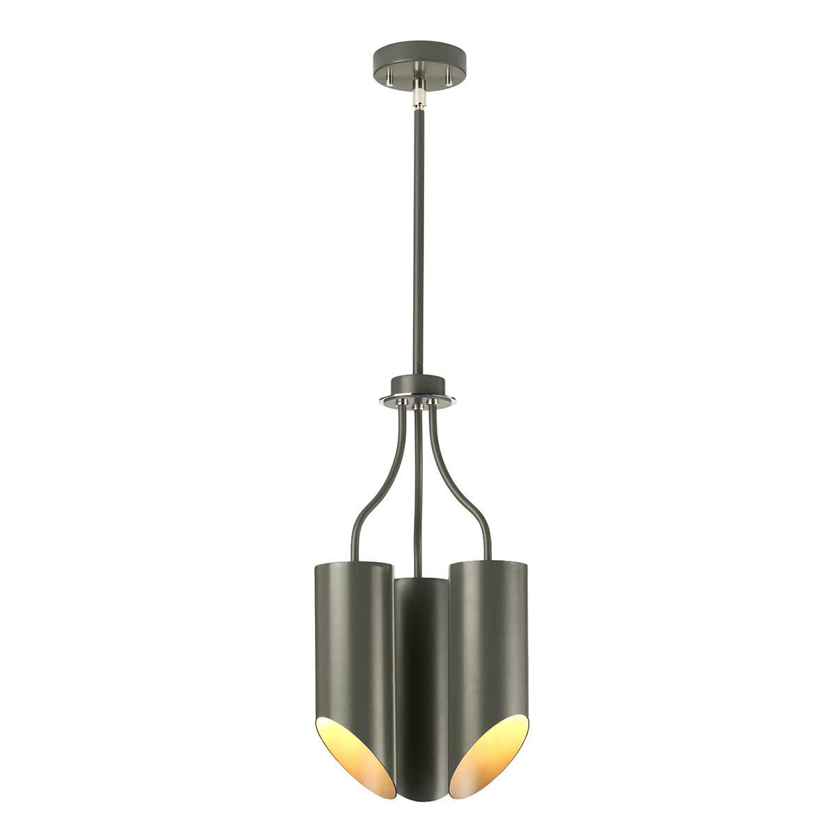 Kronleuchter Quinto mit 3 Lichtern, poliertes Nickel, Dunkelgrau - Elsteadlighting - QUINTO3 - GPN