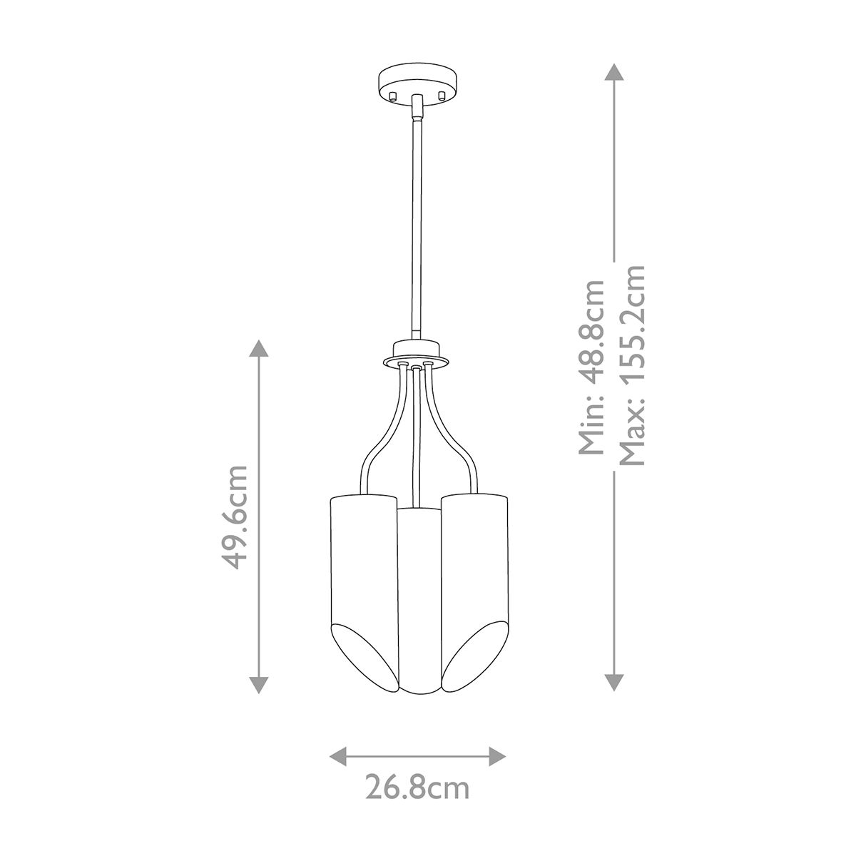 Kronleuchter Quinto mit 3 Lichtern, poliertes Nickel, Dunkelgrau - Elsteadlighting - QUINTO3 - GPN