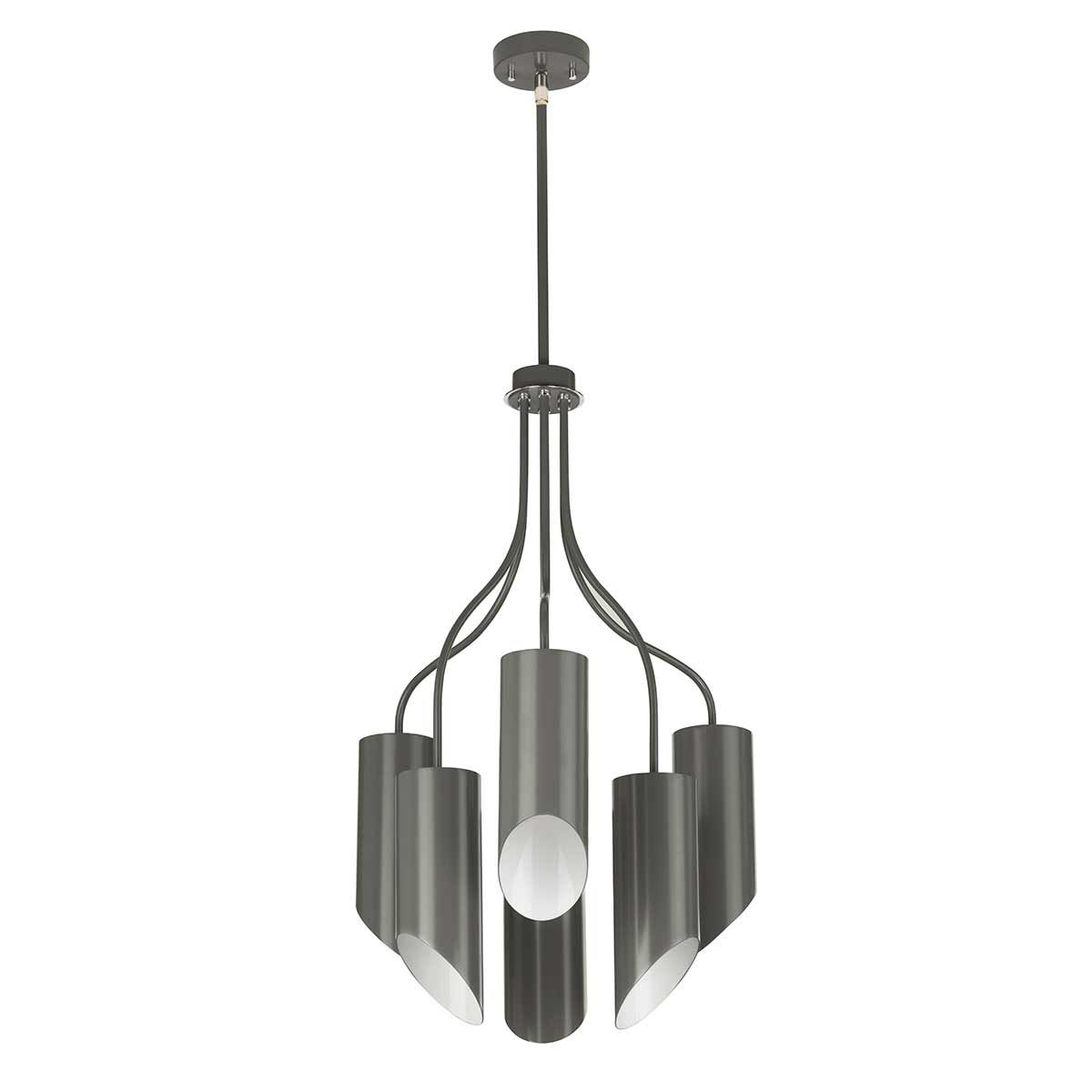 Kronleuchter Quinto mit 6 Lichtern, poliertes Nickel, Dunkelgrau - Elsteadlighting - QUINTO6 - GPN