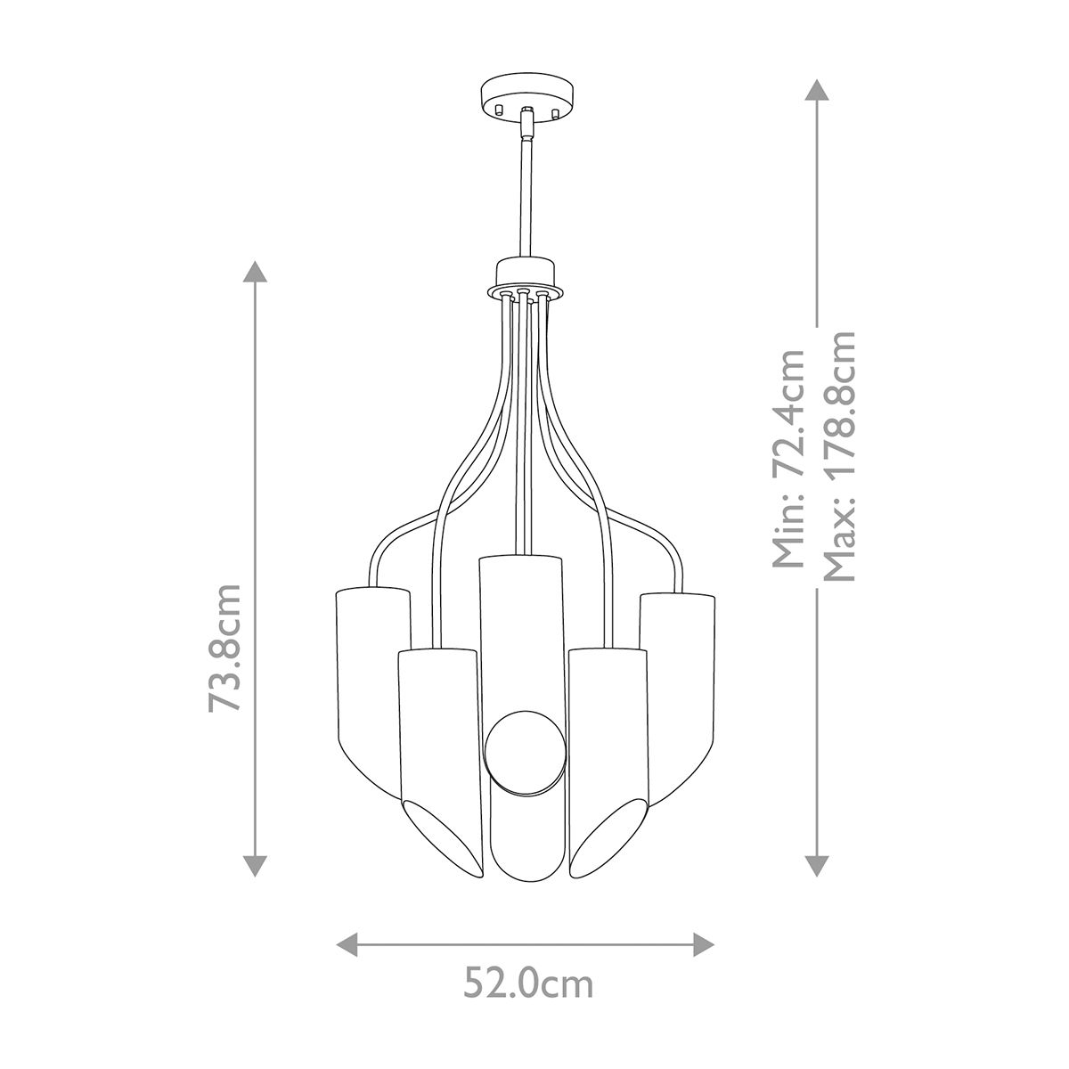Kronleuchter Quinto mit 6 Lichtern, poliertes Nickel, Dunkelgrau - Elsteadlighting - QUINTO6 - GPN