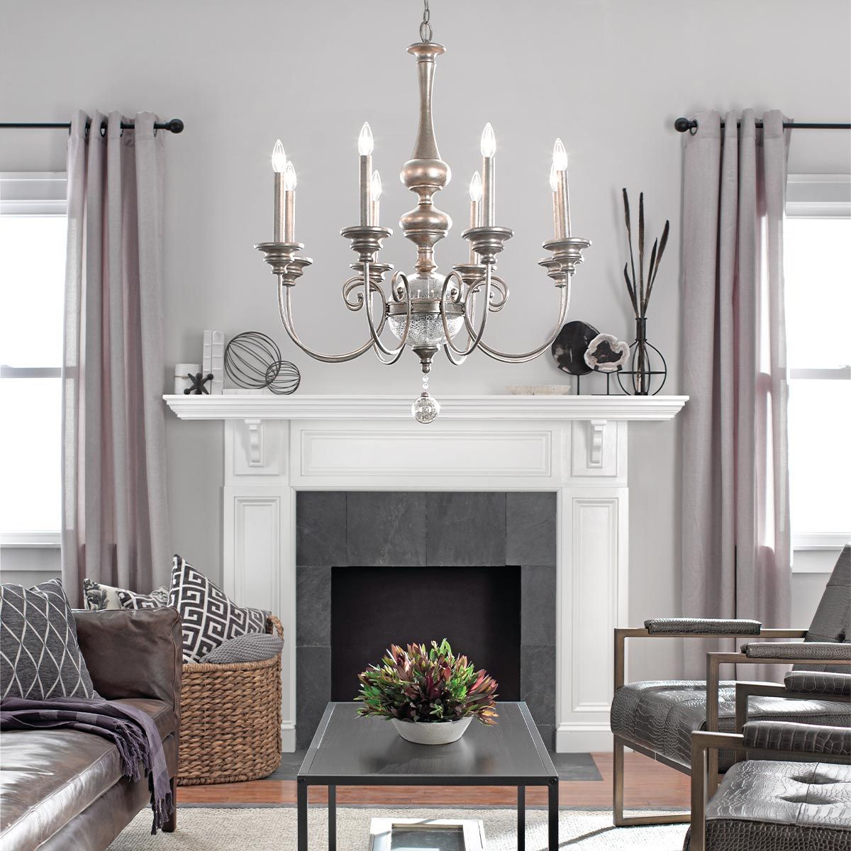 Kronleuchter „Rosalie“ mit 8 Lichtern, Sterling - Gold - Elsteadlighting - KL - ROSALIE8