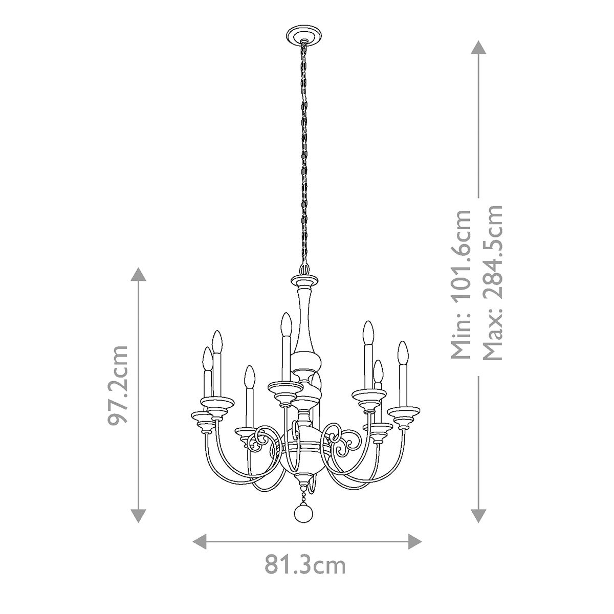 Kronleuchter „Rosalie“ mit 8 Lichtern, Sterling - Gold - Elsteadlighting - KL - ROSALIE8