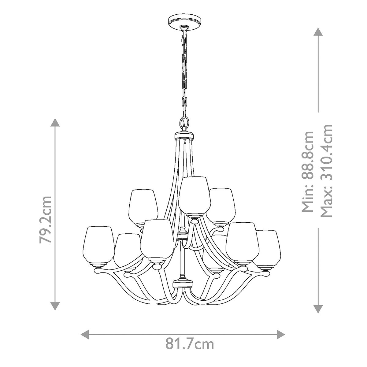 Kronleuchter Vintner mit 9 Lichtern, Satin - Nickel - Elsteadlighting - FE - VINTNER9