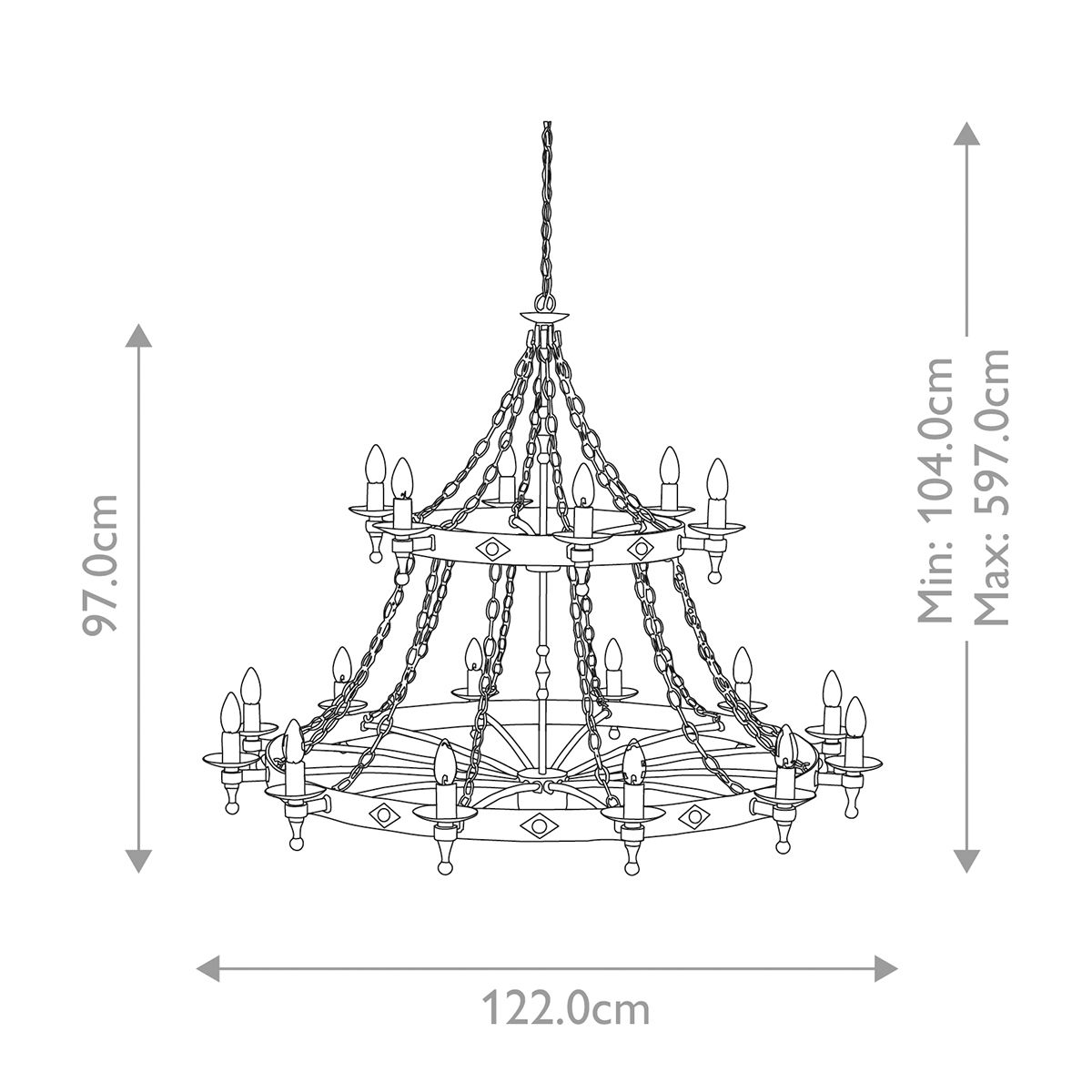 Kronleuchter Warwick, 18 Lichter, Graphitschwarz - Elsteadlighting - WR18 - GRAPHITE