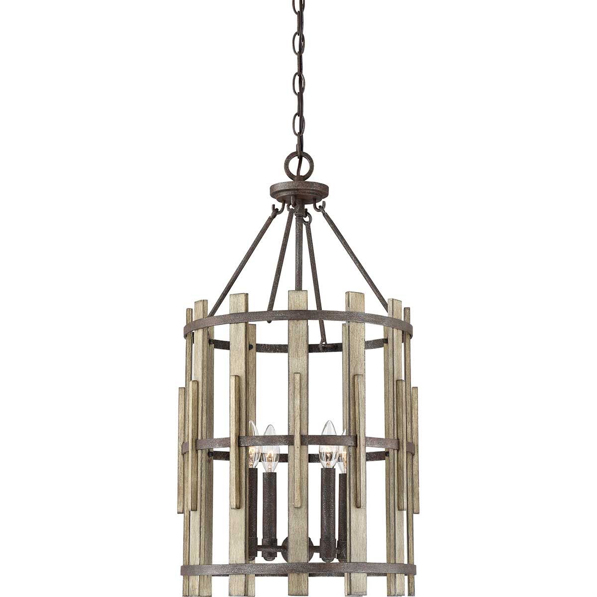Kronleuchter Wood Hollow mit 4 Lichtern, rustikales Schwarz - Elsteadlighting - QZ - WOOD - HOLLOW - 4P