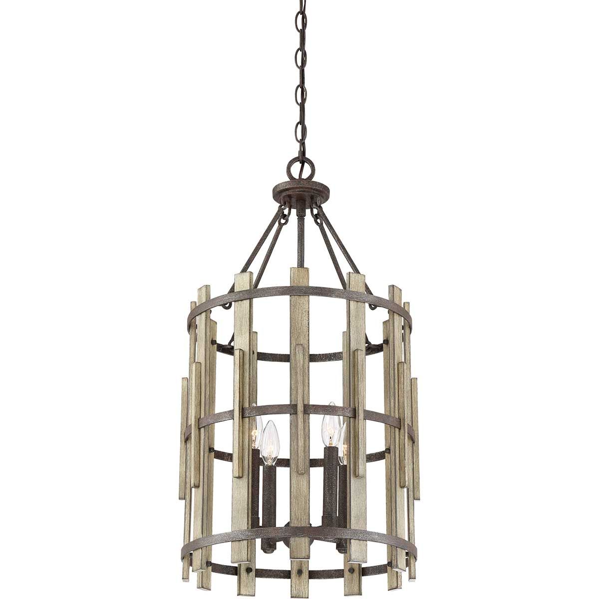 Kronleuchter Wood Hollow mit 4 Lichtern, rustikales Schwarz - Elsteadlighting - QZ - WOOD - HOLLOW - 4P