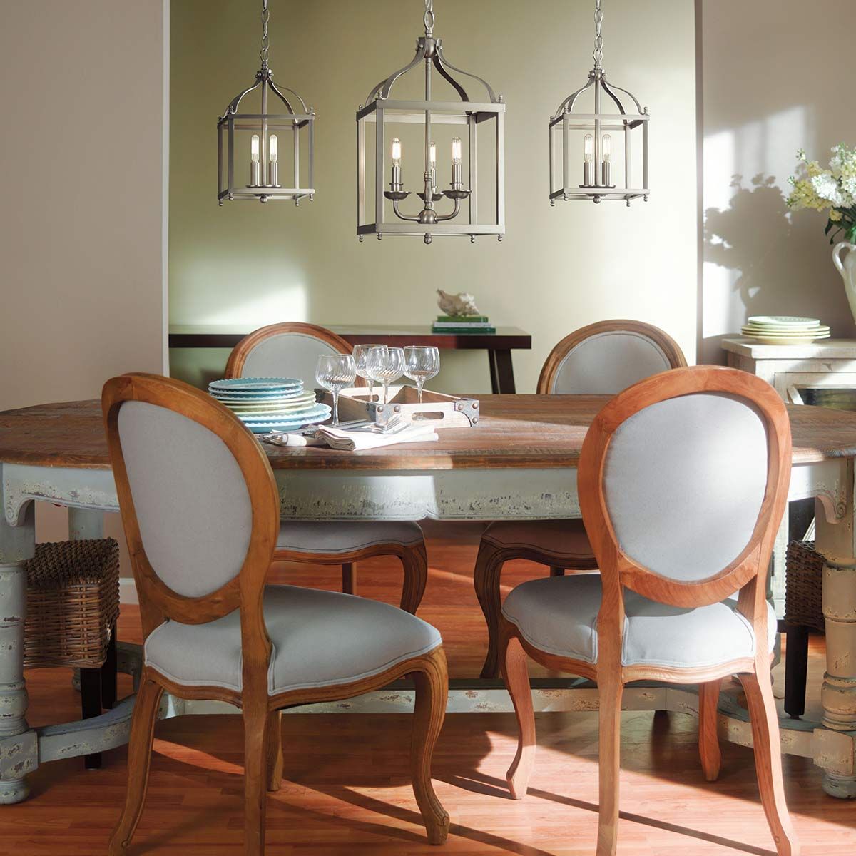 Larkin Pendelleuchte, 3-flammig, mittelgroß, gebürstetes Nickel - Elsteadlighting - leuchtengrosshandel24