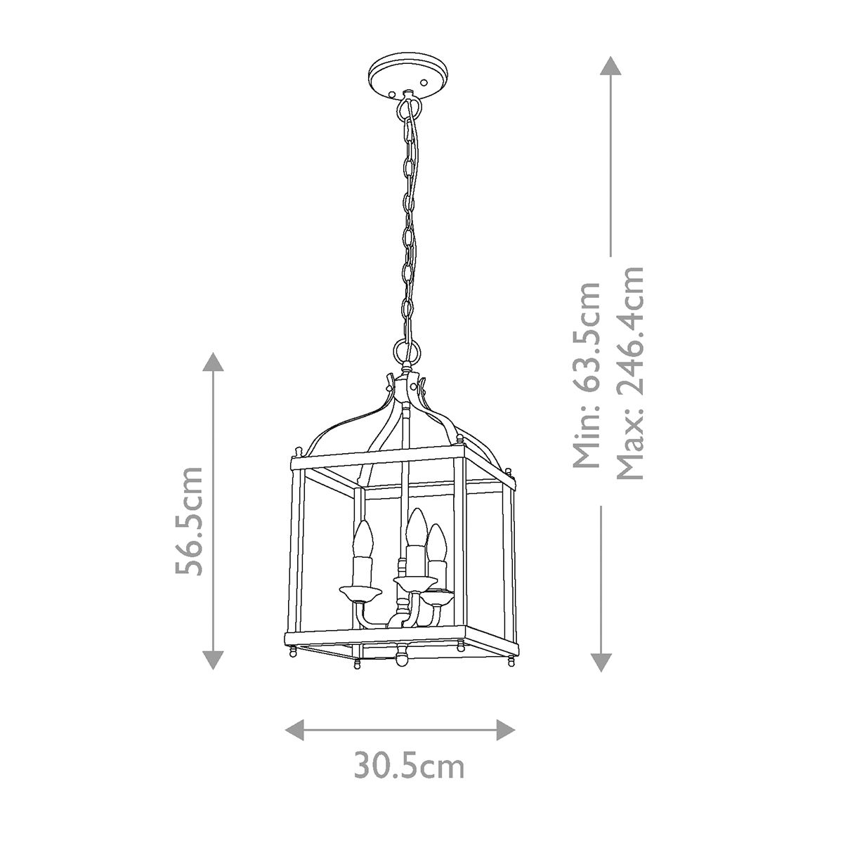 Larkin Pendelleuchte, 3-flammig, mittelgroß, Messing natur lackiert - Elsteadlighting - leuchtengrosshandel24