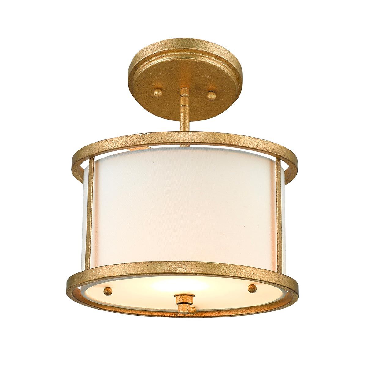 Lemuria Mini-Pendelleuchte mit 1 Licht und zwei Halterungen, Antik-Gold, Elfenbeinfarbener Lampenschirm - Elsteadlighting - leuchtengrosshandel24