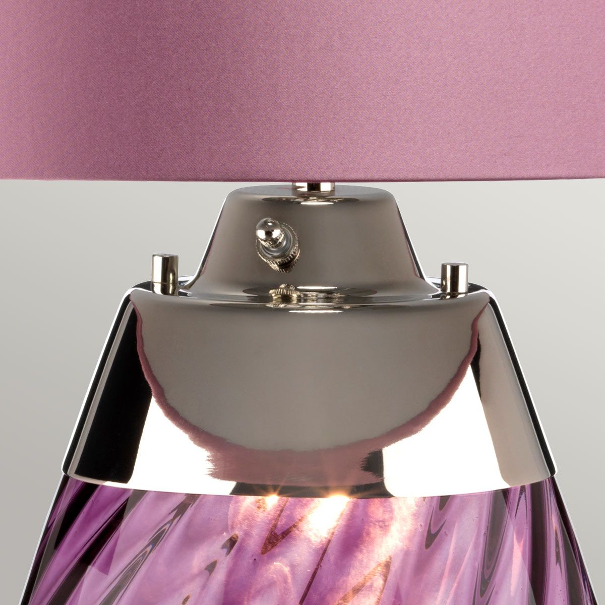 Lena 2-flammige große Tischlampe in Pflaumenfarbe - Pflaumenfarbenes Glas / Schirm in Heidekraut - Elsteadlighting - leuchtengrosshandel24