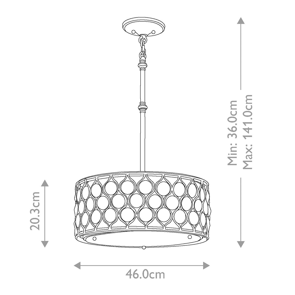 Lucia Hängeleuchter mit 3 Lichtern, brüniertes Silber - Elsteadlighting - leuchtengrosshandel24