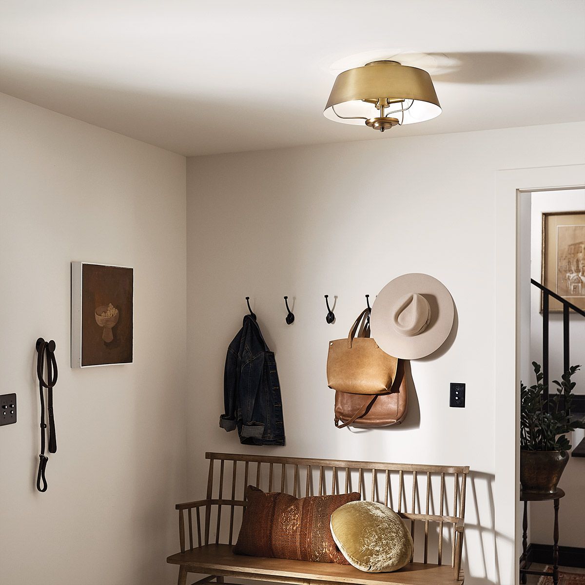 Luella 3lt Pendelleuchte mit zwei Halterungen, gebürstetes Naturmessing - Elsteadlighting - leuchtengrosshandel24