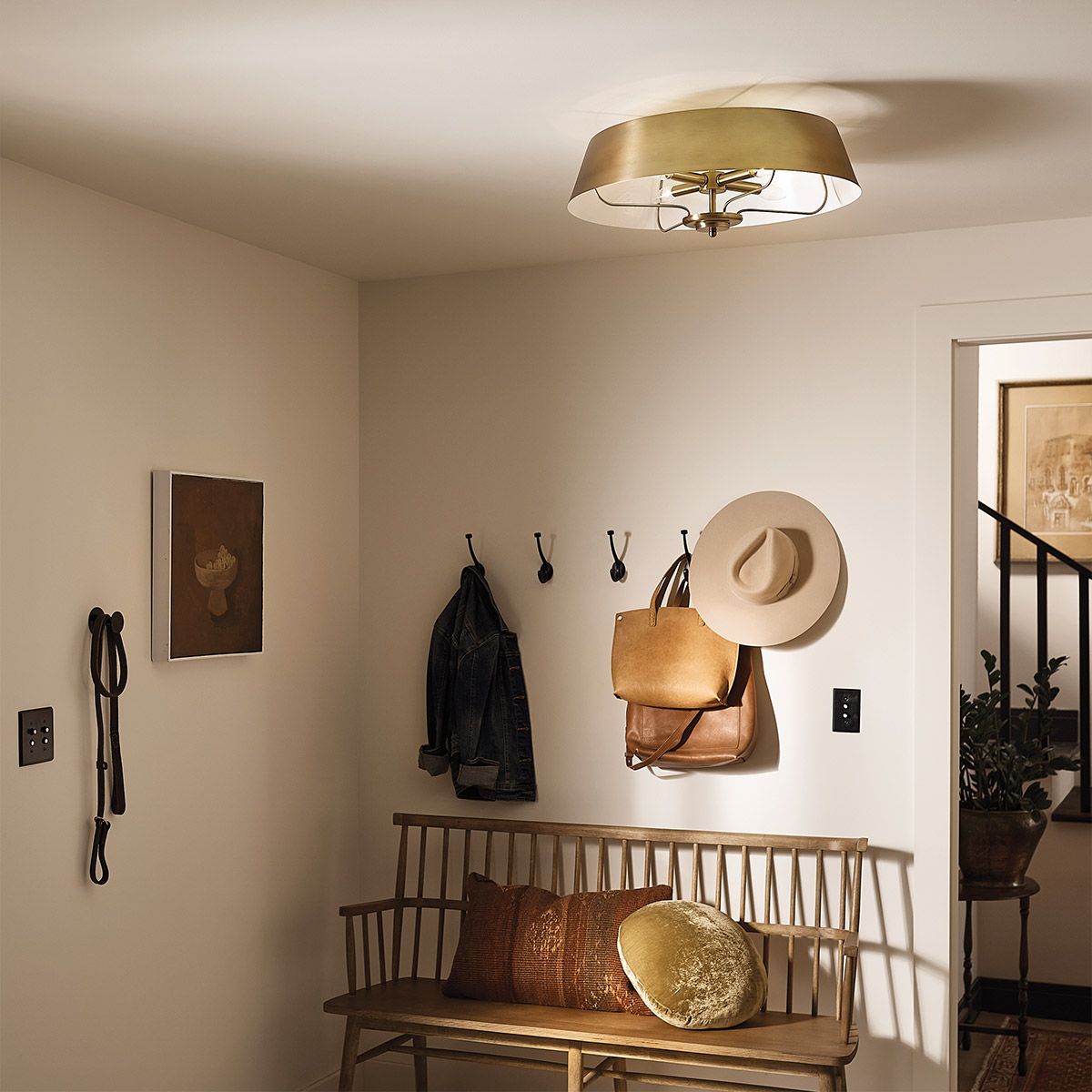 Luella 4lt Pendelleuchte mit zwei Halterungen, gebürstetes Naturmessing - Elsteadlighting - leuchtengrosshandel24